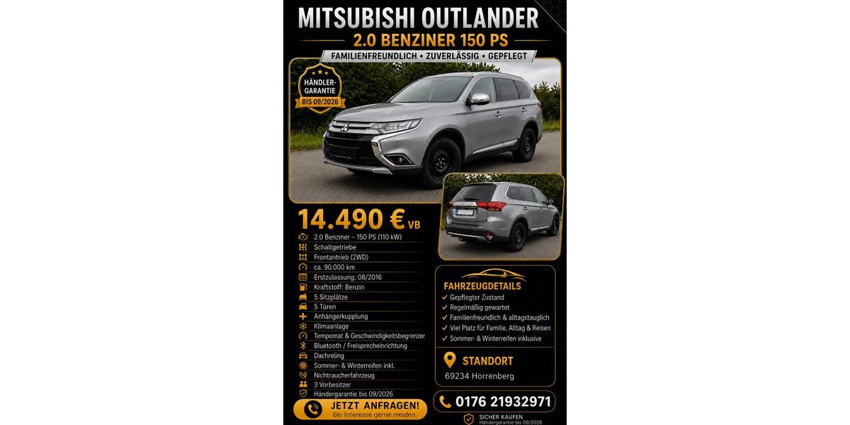 Mitsubishi Outlander 88.467 km 14.490 &euro; Dielheim/Horrenberg 69234