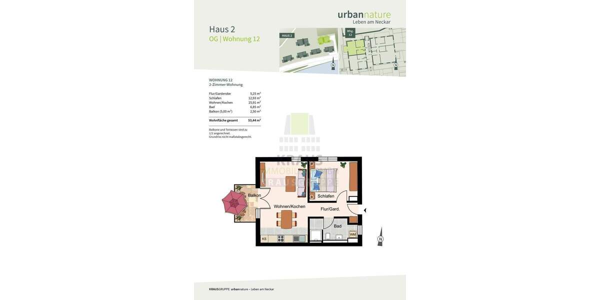 Etagenwohnung Heidelberg Ziegelhausen - 2 Zimmer, 53 m&sup2;, 495.000&euro; | Angebot:24027706