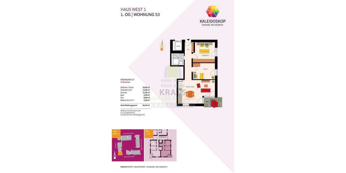 Etagenwohnung Heidelberg Rohrbach - 3 Zimmer, 66 m&sup2;, 449.000&euro; | Angebot:24027710