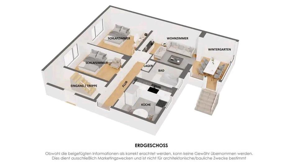 Ab 1.4.26: Helle, sanierte 3-Zi-Whng mit Wintergarten, Garage 3 zimmer