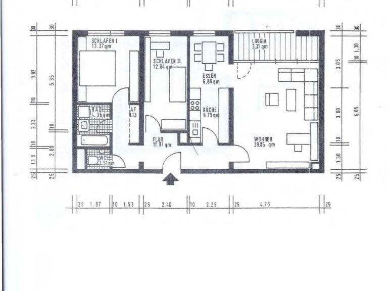 Etagenwohnung Mannheim Almenhof - 3 Zimmer, 90 m&sup2;, 400.000&euro; | Angebot:27021325
