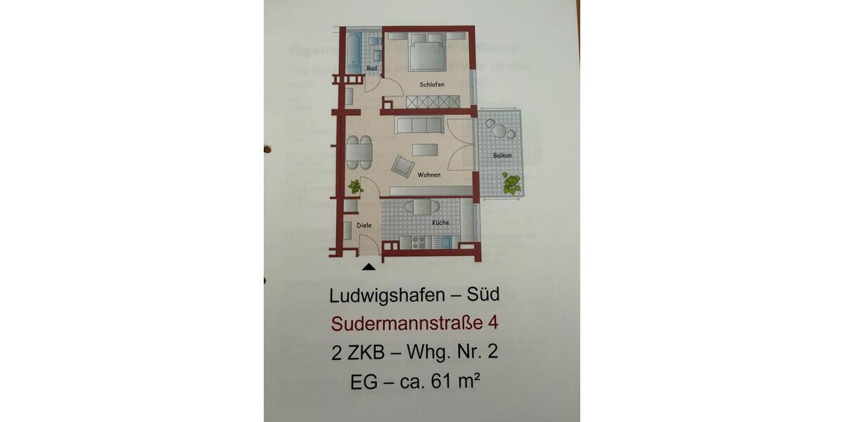 Erdgeschoßwohnung Ludwigshafen am Rhein Parkinsel - 2 Zimmer, 61 m&sup2;, 160.000&euro; | Angebot:26326847
