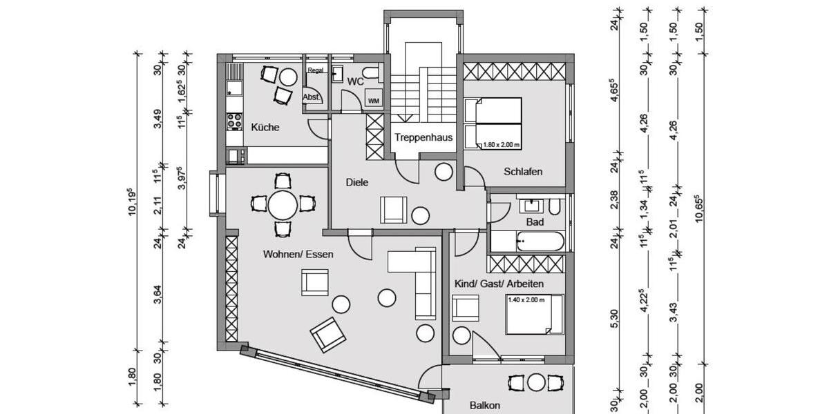 Etagenwohnung Neckarsteinach - 3 Zimmer, 107 m&sup2;, 285.000&euro; | Angebot:24702777