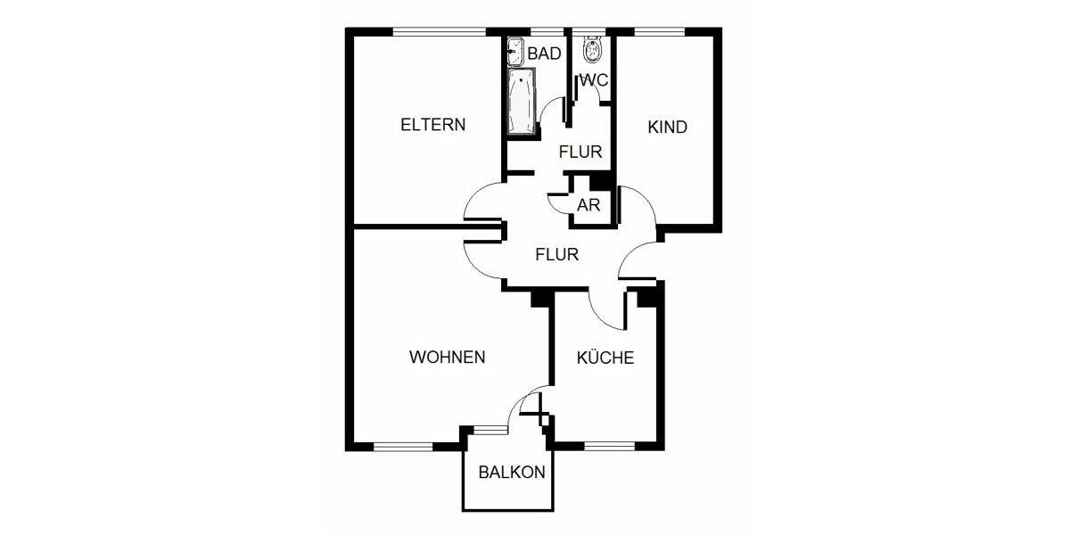 Etagenwohnung Mannheim Gartenstadt - 3 Zimmer, 66 m&sup2;, 731&euro; | Angebot:25645767