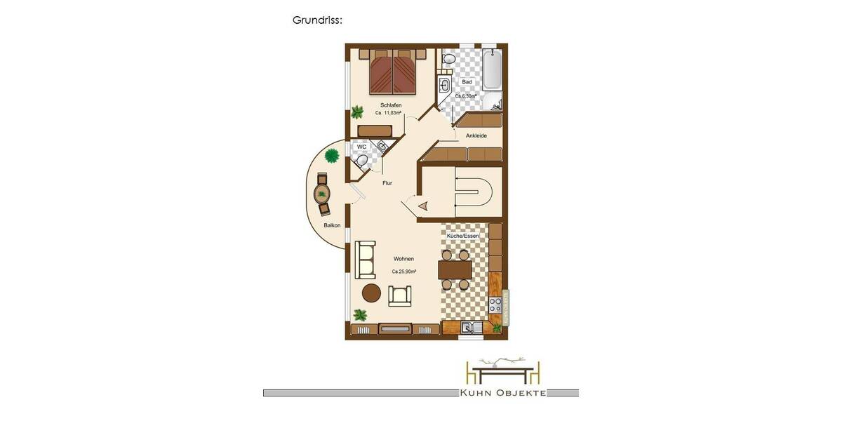 Etagenwohnung Schwetzingen - 2 Zimmer, 60 m&sup2;, 1.000&euro; | Angebot:26388664