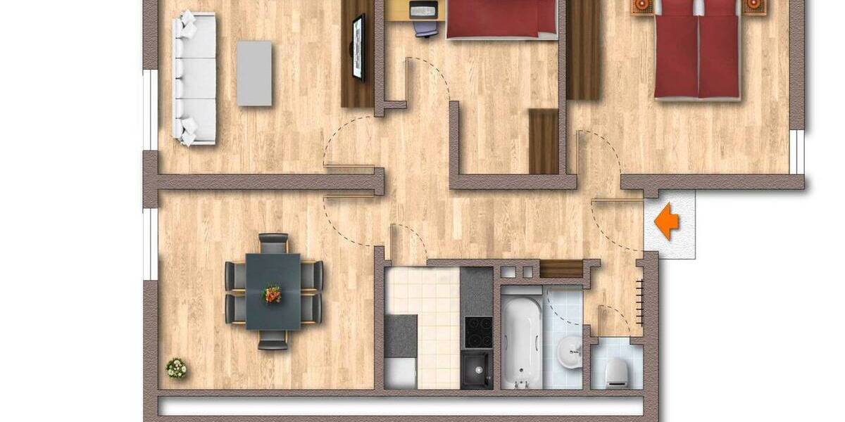 Etagenwohnung Viernheim - 3 Zimmer, 63 m&sup2;, 700&euro; | Angebot:26092371