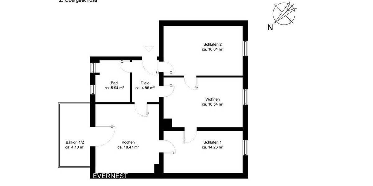 Etagenwohnung Mannheim Neckarstadt - 3 Zimmer, 81 m&sup2;, 285.000&euro; | Angebot:26695083