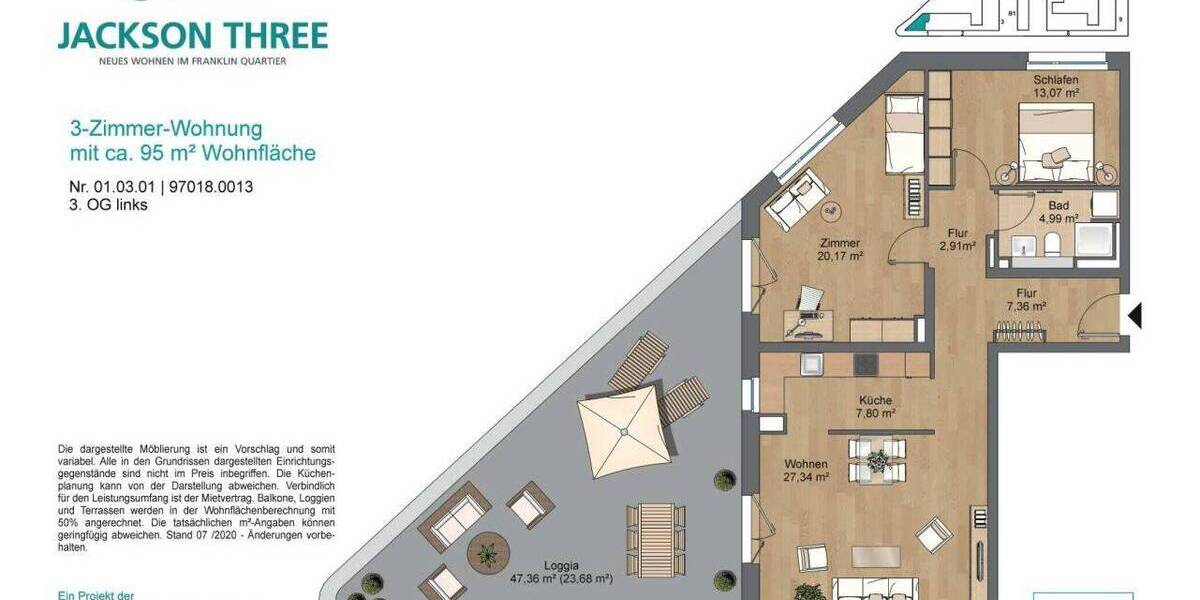 Etagenwohnung Mannheim Käfertal - 3 Zimmer, 107 m&sup2;, 1.341&euro; | Angebot:26259337