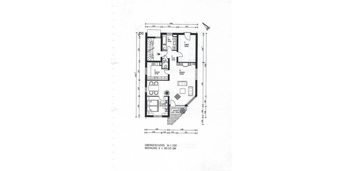 Etagenwohnung Mannheim Feudenheim - 3 Zimmer, 90 m&sup2;, 299.000&euro; | Angebot:26155970
