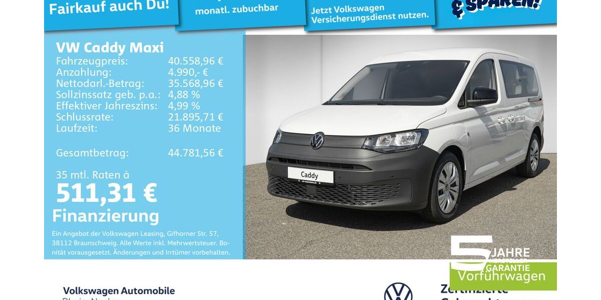 VW Caddy Maxi 19.900 km 38.999 &euro; Mannheim 68309