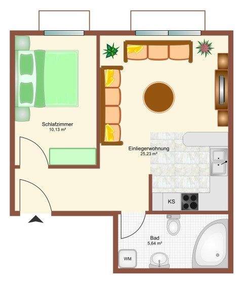 Zwei-Zimmerwohnung mit kleiner Terrasse in Ortsrandlage 2 zimmer