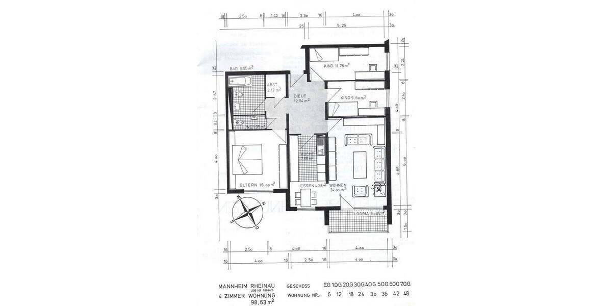 Etagenwohnung Mannheim Rheinau - 4 Zimmer, 99 m&sup2;, 298.000&euro; | Angebot:26053480