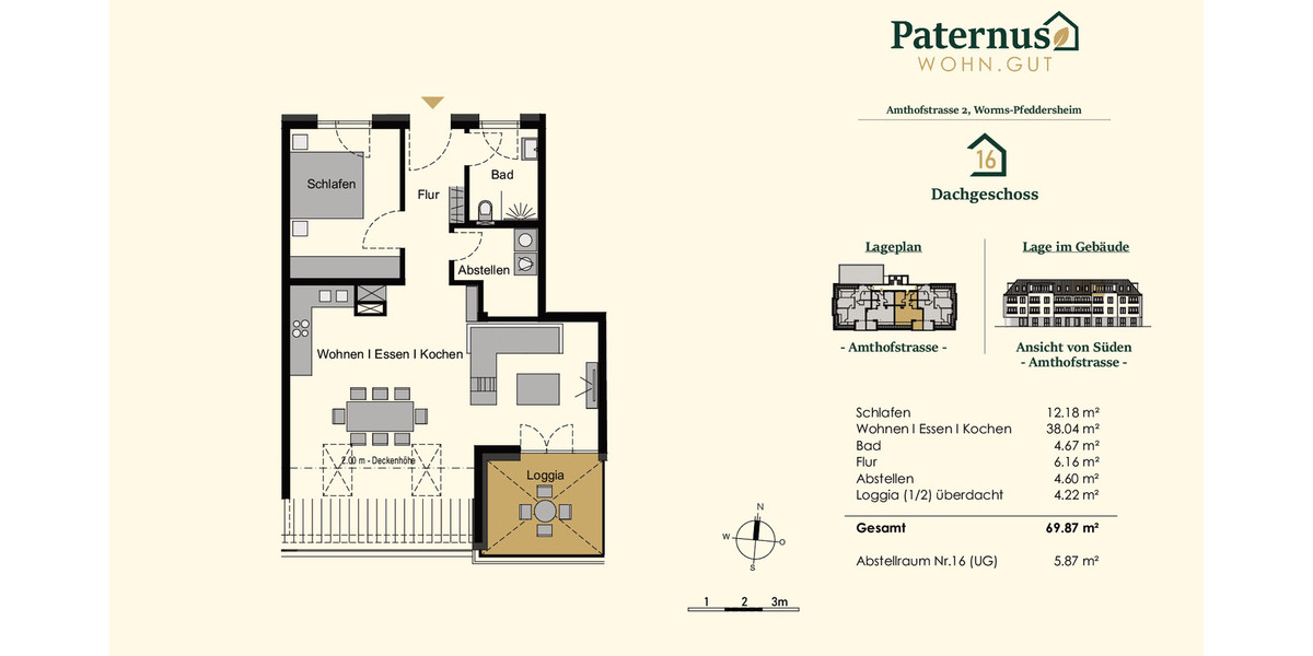 Etagenwohnung Worms Pfeddersheim - 2 Zimmer, 69 m&sup2;, 365.000&euro; | Angebot:26258136