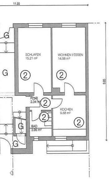 Etagenwohnung Mannheim Feudenheim - 2 Zimmer, 46 m&sup2;, 715&euro; | Angebot:26154899