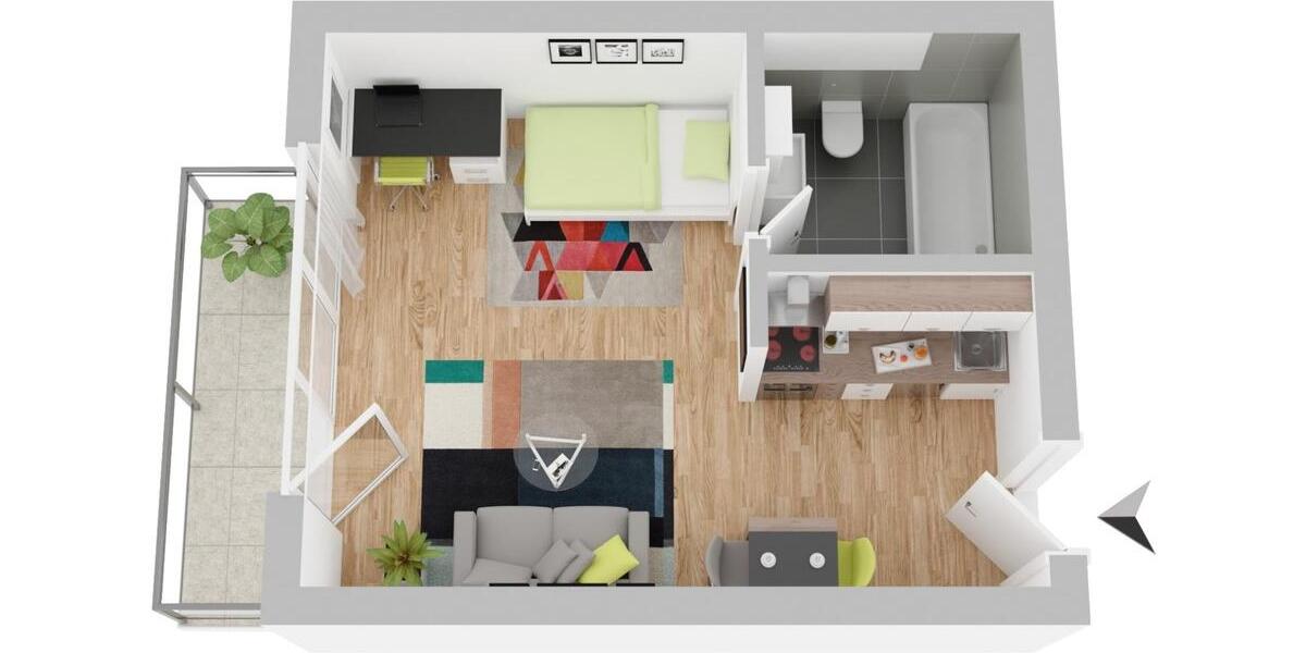 Erdgeschoßwohnung Leimen - 1 Zimmer, 30 m&sup2;, 101.000&euro; | Angebot:9165519