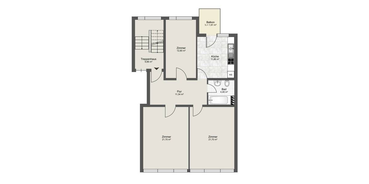 Etagenwohnung Mannheim / Wallstadt Wallstadt - 3 Zimmer, 85 m&sup2;, 185.000&euro; | Angebot:26569660