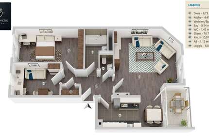 Wohnung Ludwigshafen am Rhein Ludwigshafen-Oggersheim - 3 Zimmer, 80 m&sup2;, 269.000&euro; | Angebot:26136362