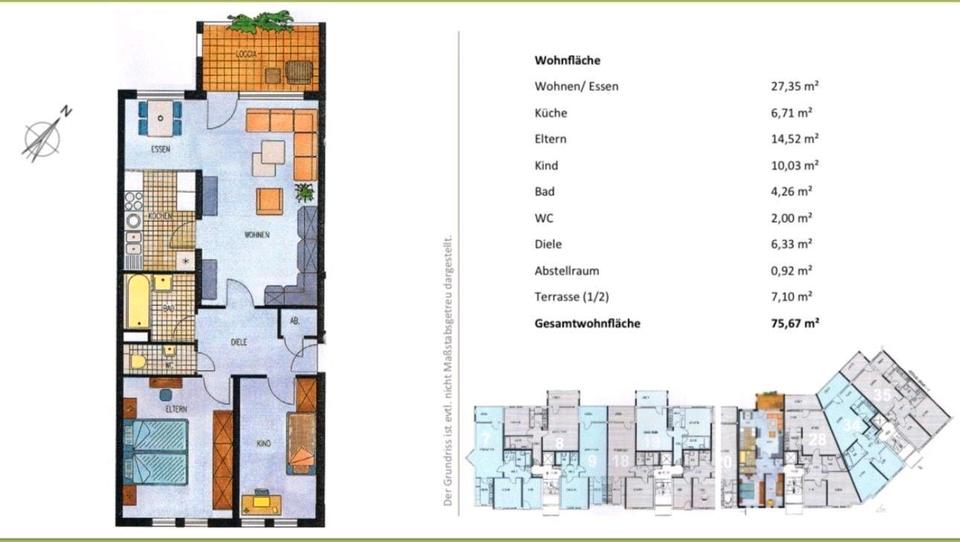 Etagenwohnung Leimen - 3 Zimmer, 76 m&sup2;, 330.000&euro; | Angebot:26381909