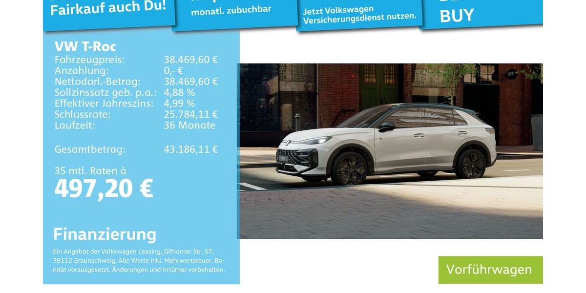 VW T-Roc 9.900 km 36.490 &euro; Mannheim 68309