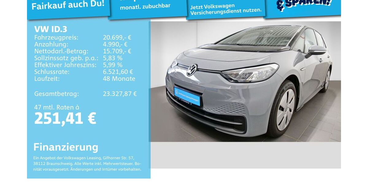 VW ID.3 44.999 km 20.492 &euro; Mannheim 68309