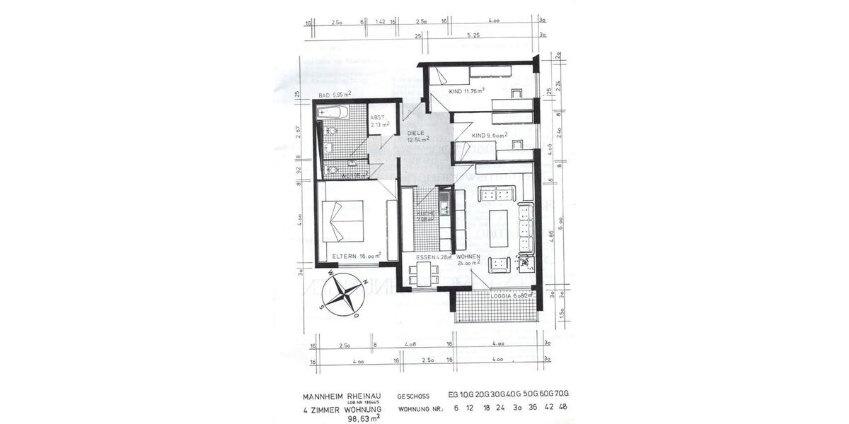 Etagenwohnung Mannheim Rheinau - 4 Zimmer, 99 m&sup2;, 320.000&euro; | Angebot:24652752