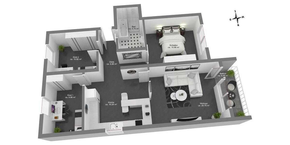 Etagenwohnung Hockenheim - 4 Zimmer, 89 m&sup2;, 267.000&euro; | Angebot:24770982