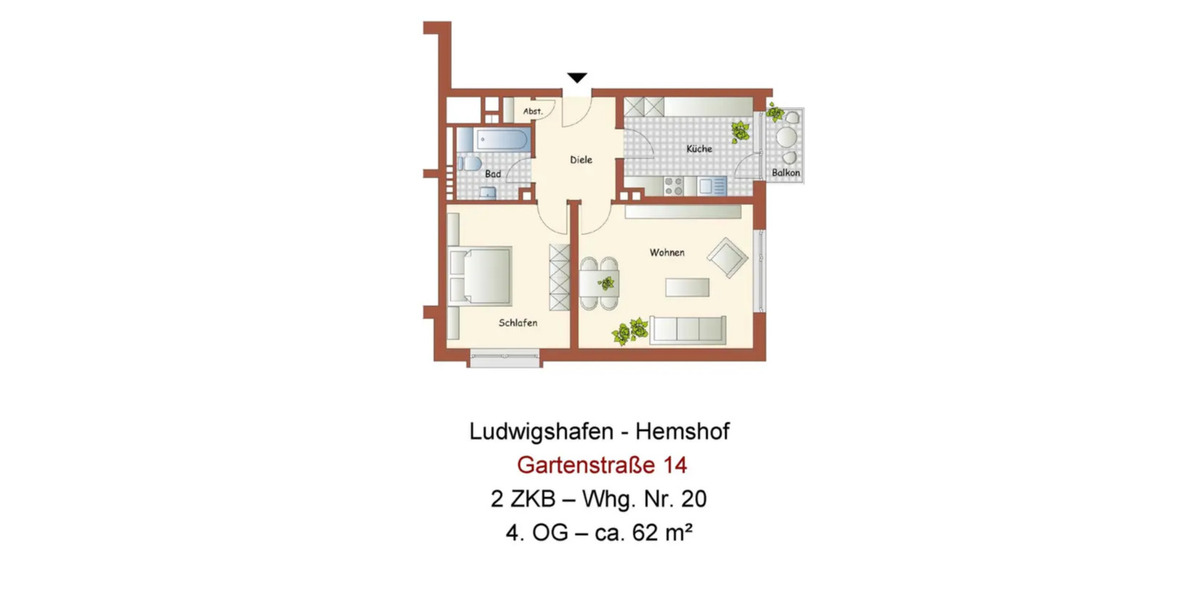 Etagenwohnung Ludwigshafen am Rhein Ludwigshafen-Hemshof - 2 Zimmer, 62 m&sup2;, 650&euro; | Angebot:25362438