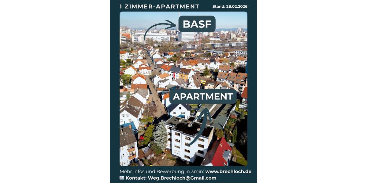 Etagenwohnung Worms - 1 Zimmer, 30 m&sup2;, 400&euro; | Angebot:25291827