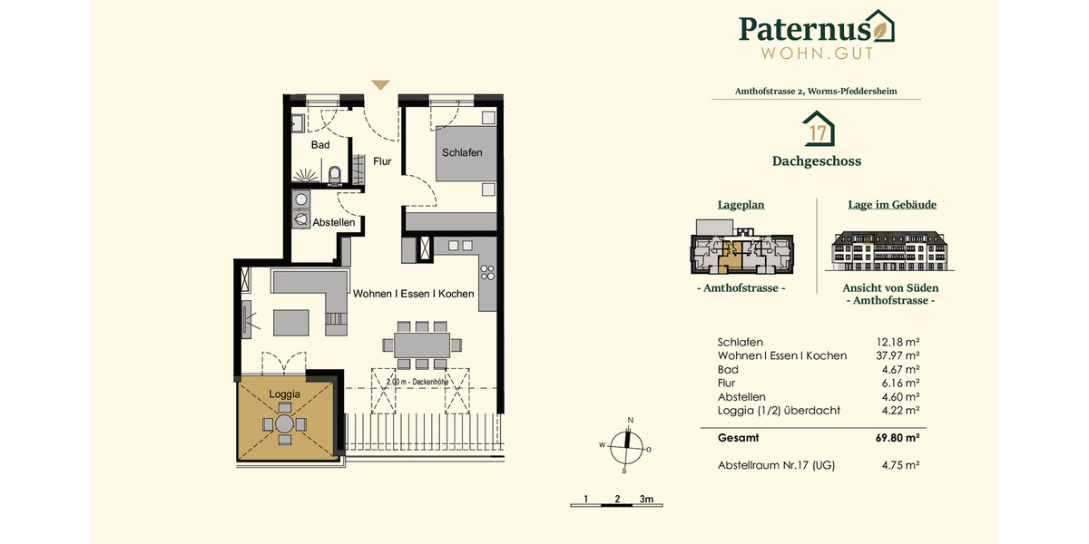 Etagenwohnung Worms Pfeddersheim - 2 Zimmer, 69 m&sup2;, 365.000&euro; | Angebot:26290187