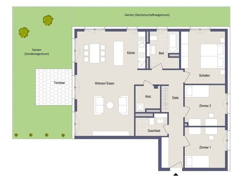 Schicke NeubauWohnung mit Tiefgaragenstellplatz und Garten