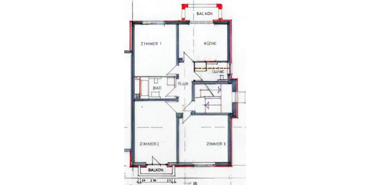 Etagenwohnung Mannheim Gartenstadt - 3 Zimmer, 82 m&sup2;, 850&euro; | Angebot:26460069