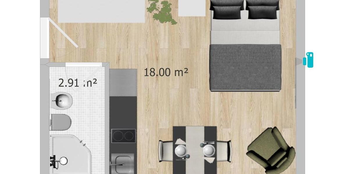 Erdgeschoßwohnung Hockenheim - 1 Zimmer, 22 m&sup2;, 400&euro; | Angebot:25454866