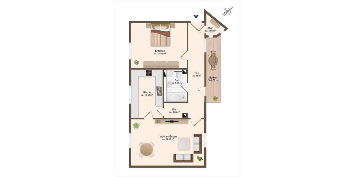 Etagenwohnung Ludwigshafen am Rhein / Friesenheim/Hemshof Friesenheim/Nord - 2 Zimmer, 76 m&sup2;, 198.000&euro; | Angebot:25744686