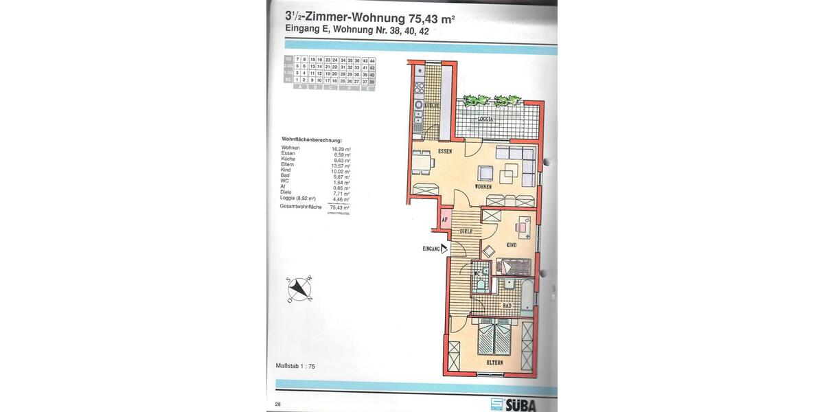 Etagenwohnung Mannheim Hochstätt - 3.5 Zimmer, 75 m&sup2;, 950&euro; | Angebot:25370368