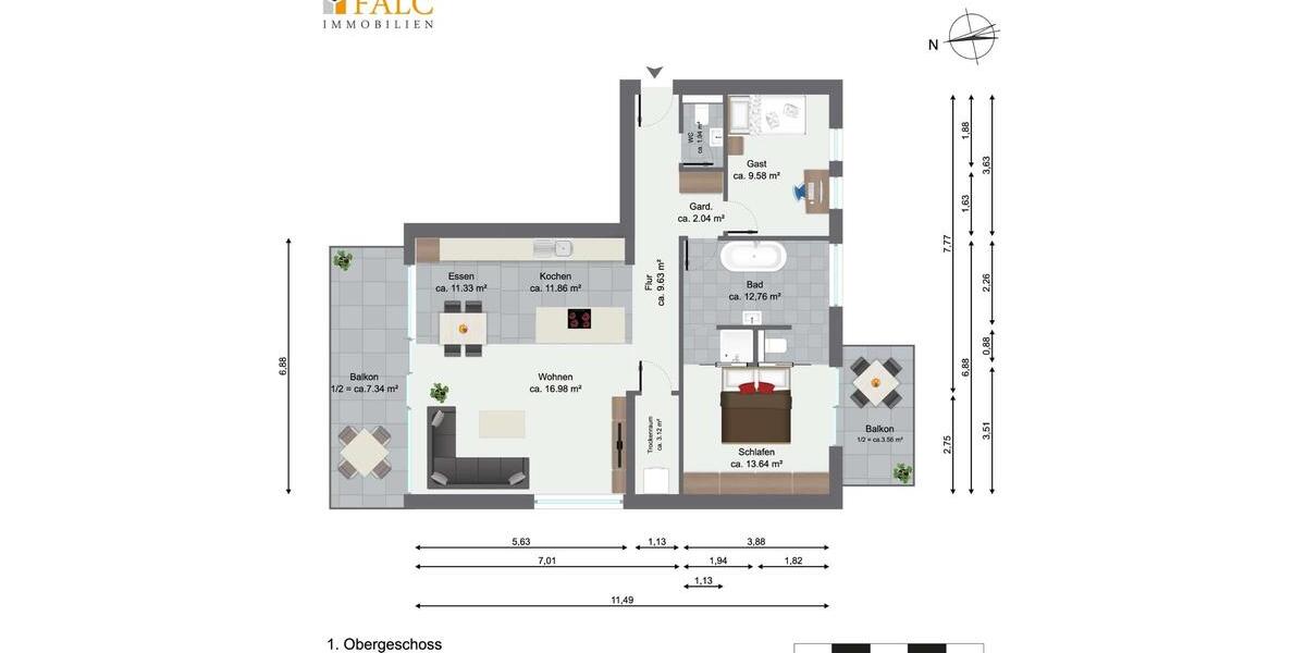 Etagenwohnung Neckargemünd - 3 Zimmer, 101 m&sup2;, 1.900&euro; | Angebot:24214785
