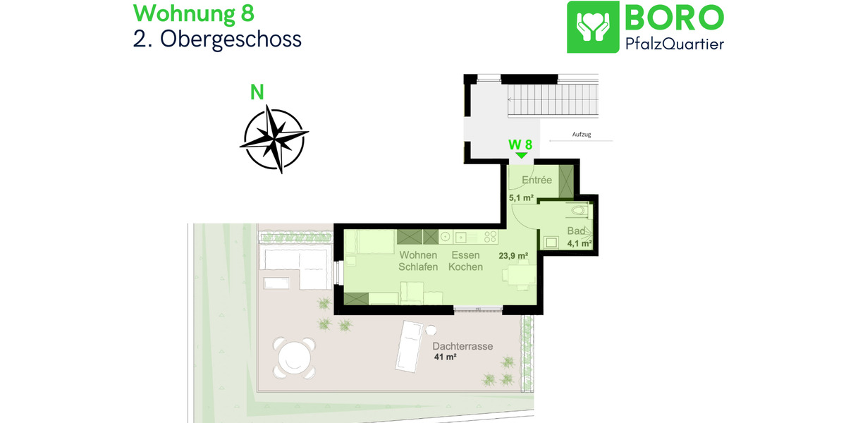Etagenwohnung Bobenheim-Roxheim Roxheim - 1 Zimmer, 43 m&sup2;, 760&euro; | Angebot:24715954