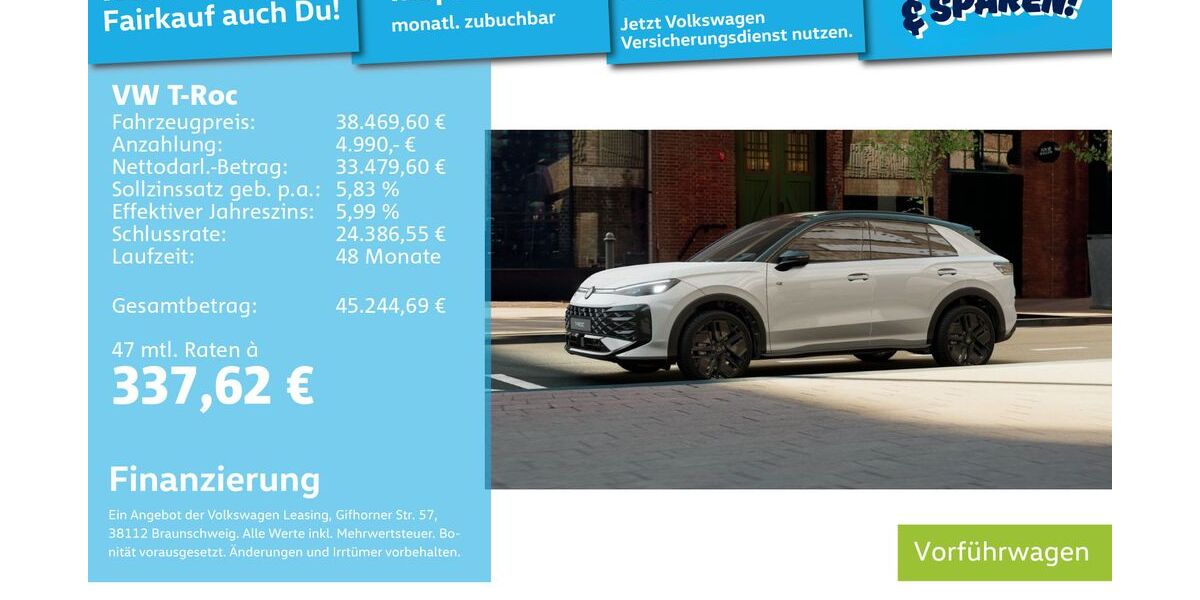 VW T-Roc 9.900 km 36.990 &euro; Mannheim 68309