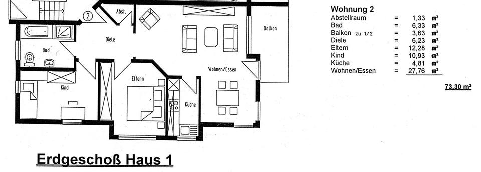 Hochparterre Leimen - 3 Zimmer, 73 m&sup2;, 900&euro; | Angebot:26267583