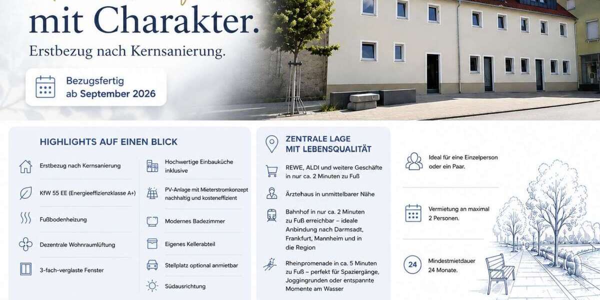 Etagenwohnung Gernsheim - 2 Zimmer, 65 m&sup2;, 1.040&euro; | Angebot:27031297