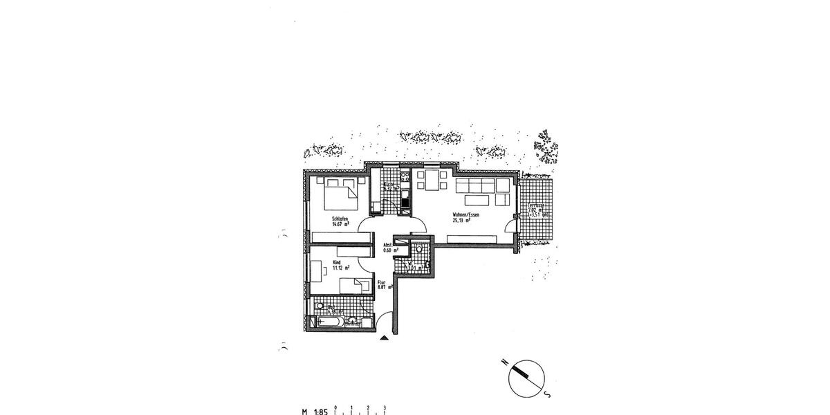 Erdgeschoßwohnung Mannheim Hochstätt - 3 Zimmer, 80 m&sup2;, 1.100&euro; | Angebot:26644316