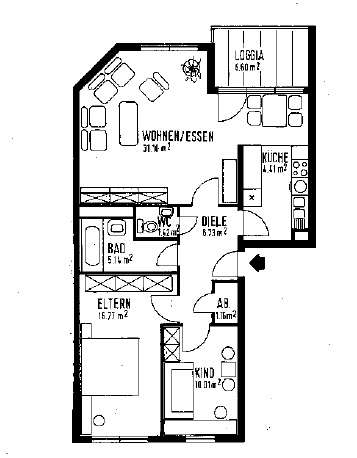 Etagenwohnung Ludwigshafen am Rhein Ludwigshafen-Oggersheim - 3 Zimmer, 80 m&sup2;, 269.000&euro; | Angebot:26136362