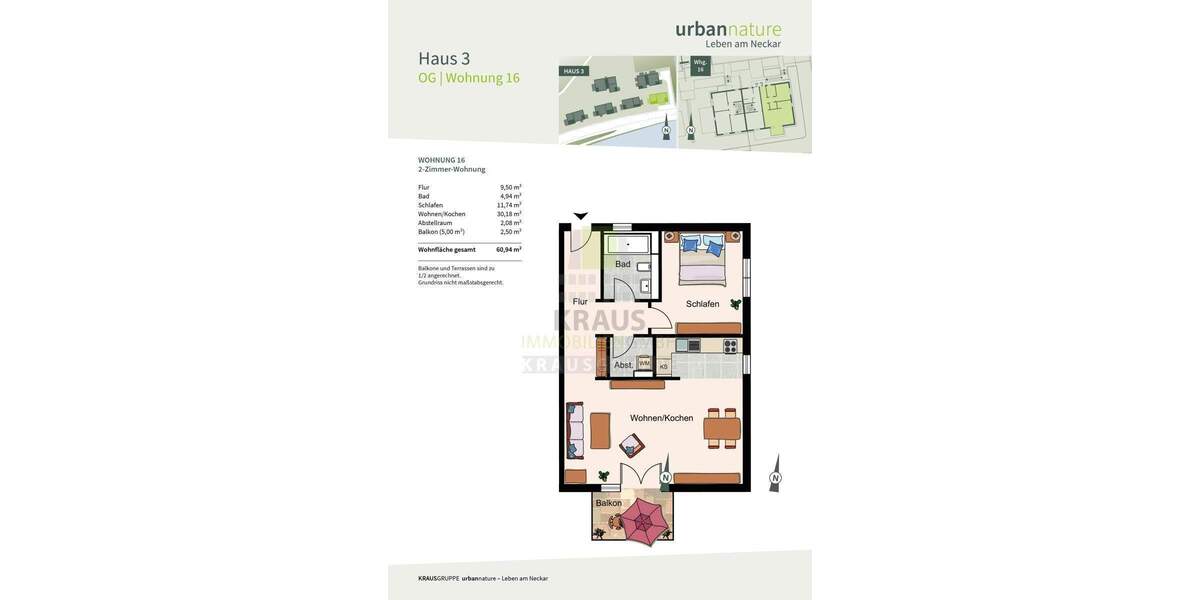 Etagenwohnung Heidelberg Ziegelhausen - 2 Zimmer, 60 m&sup2;, 549.000&euro; | Angebot:24027707