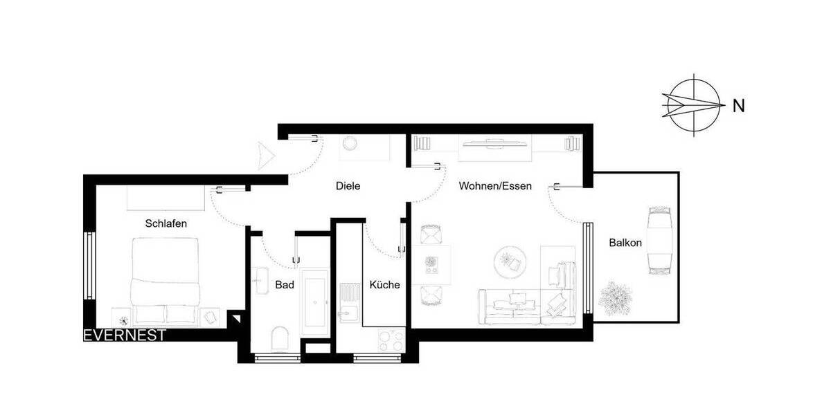 Etagenwohnung Heddesheim - 2 Zimmer, 50 m&sup2;, 169.000&euro; | Angebot:26740822