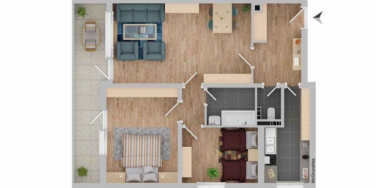 Etagenwohnung Biblis - 3 Zimmer, 83 m&sup2;, 205.000&euro; | Angebot:26122746