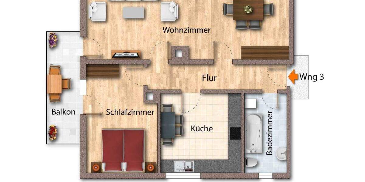 Etagenwohnung Heidelberg / Ziegelhausen Ziegelhausen - 2 Zimmer, 75 m&sup2;, 259.000&euro; | Angebot:23306903