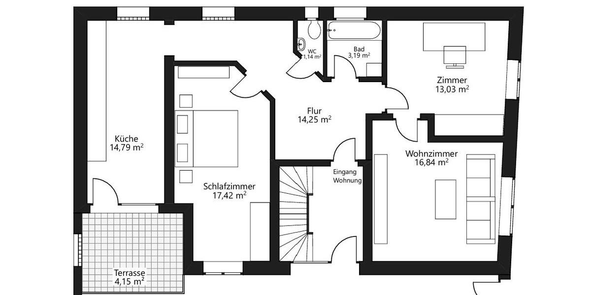 Erdgeschoßwohnung Heddesheim - 3 Zimmer, 85 m&sup2;, 890&euro; | Angebot:25973927