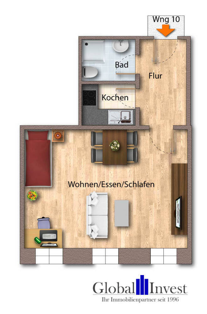 GLOBAL INVEST SINSHEIM | Stilvolle 1-Zimmer-Wohnung im Barockhaus am Mannheimer Schillerplatz