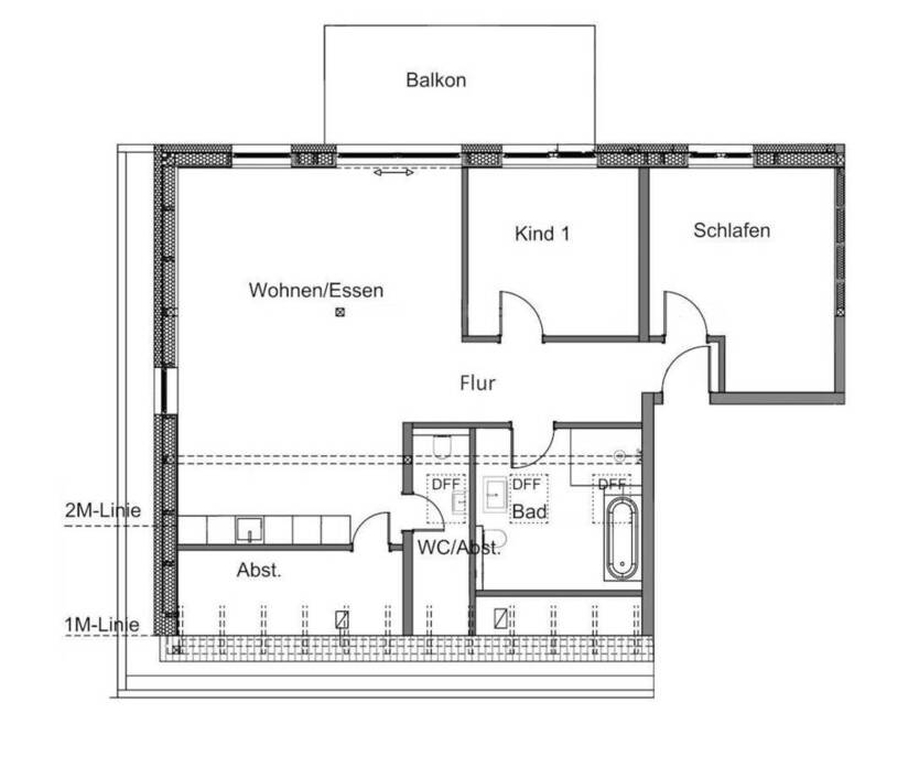 Dachgeschoss-Wohnung mit Sichtgebälk, Aufzug und großem Balkon