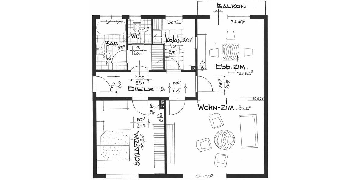 Etagenwohnung Mannheim / Waldhof Waldhof - 3 Zimmer, 80 m&sup2;, 1.200&euro; | Angebot:26290578