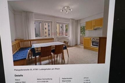 Wohnung Ludwigshafen am Rhein Parkinsel - 2 Zimmer, 64 m&sup2;, 837&euro; | Angebot:26223762
